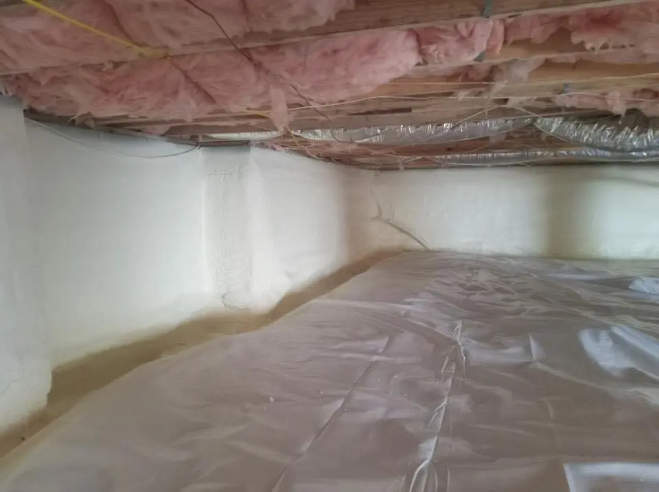 Crawl space encapsulation with closed-cell spray foam for Roof Waterproofing in Saks